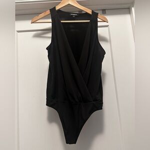 Black EXPRESS Low Cut Bodysuit - Size Small Petite